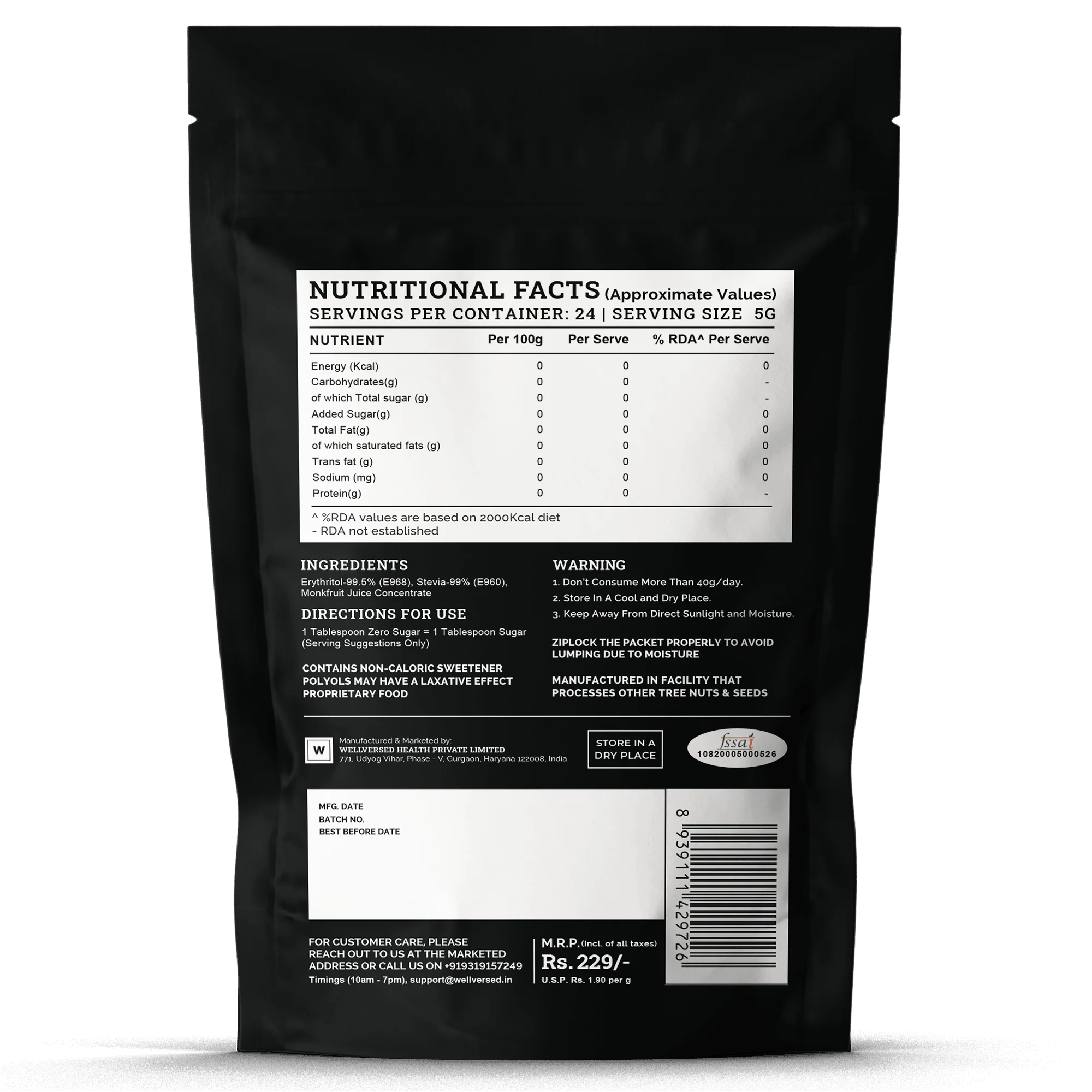 Zero Sugar - Stevia & Monkfruit Sweetener | Natural Sweetener - 125g - Image 5