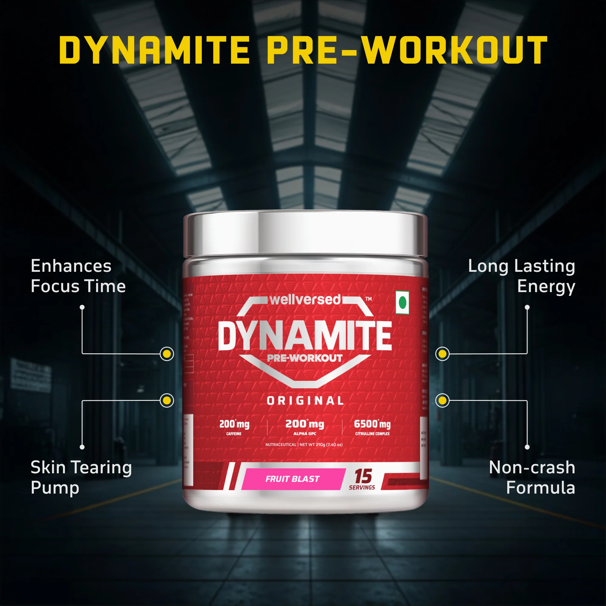 Dynamite Pre-workout (15 Servings, Fruit Blast) + YouWeFit Triple Strength Fish Oil (30 Capsules) - Image 5