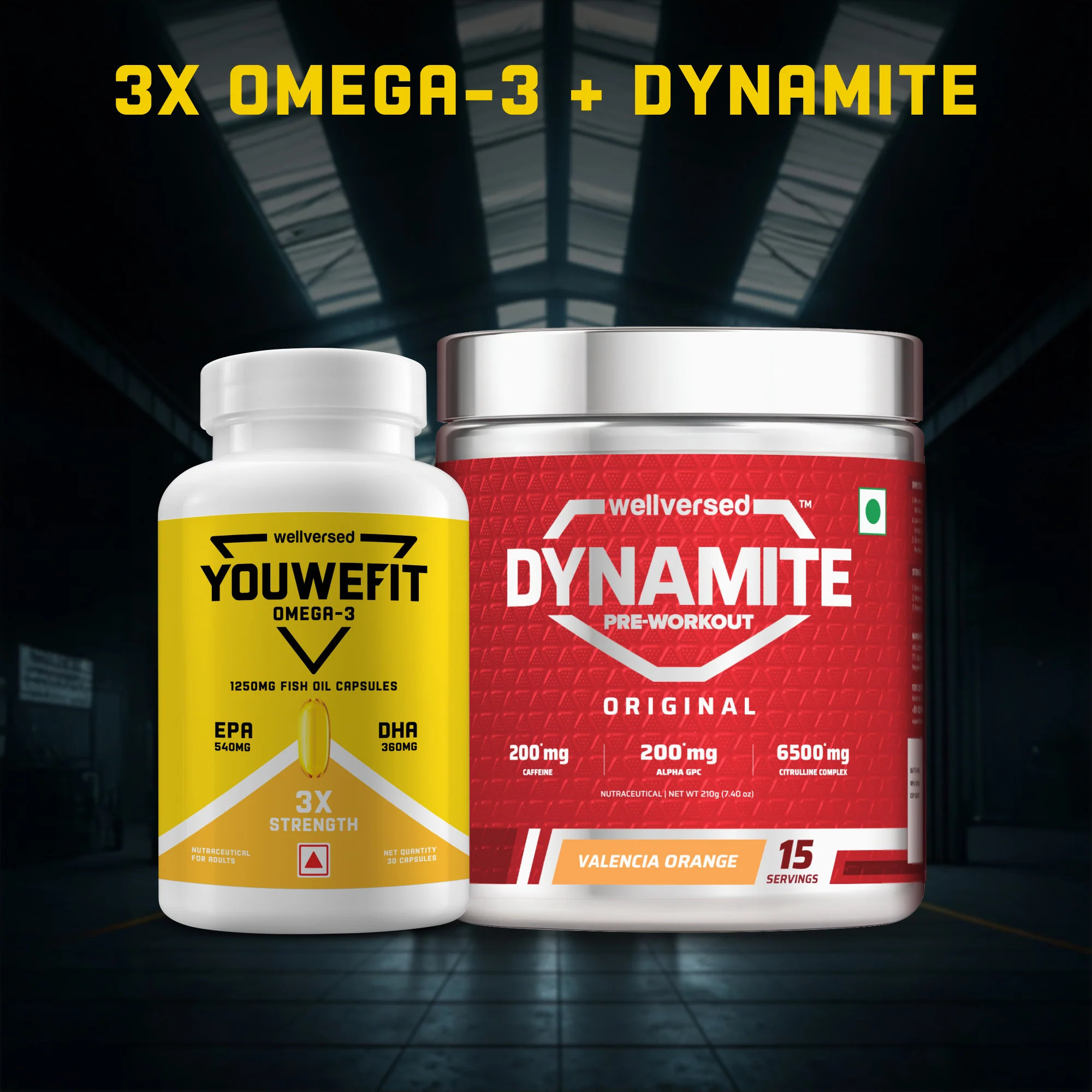 Dynamite Pre-workout (15 Servings, Valencia Orange) + YouWeFit Triple Strength Fish Oil (30 Capsules) - Image 6