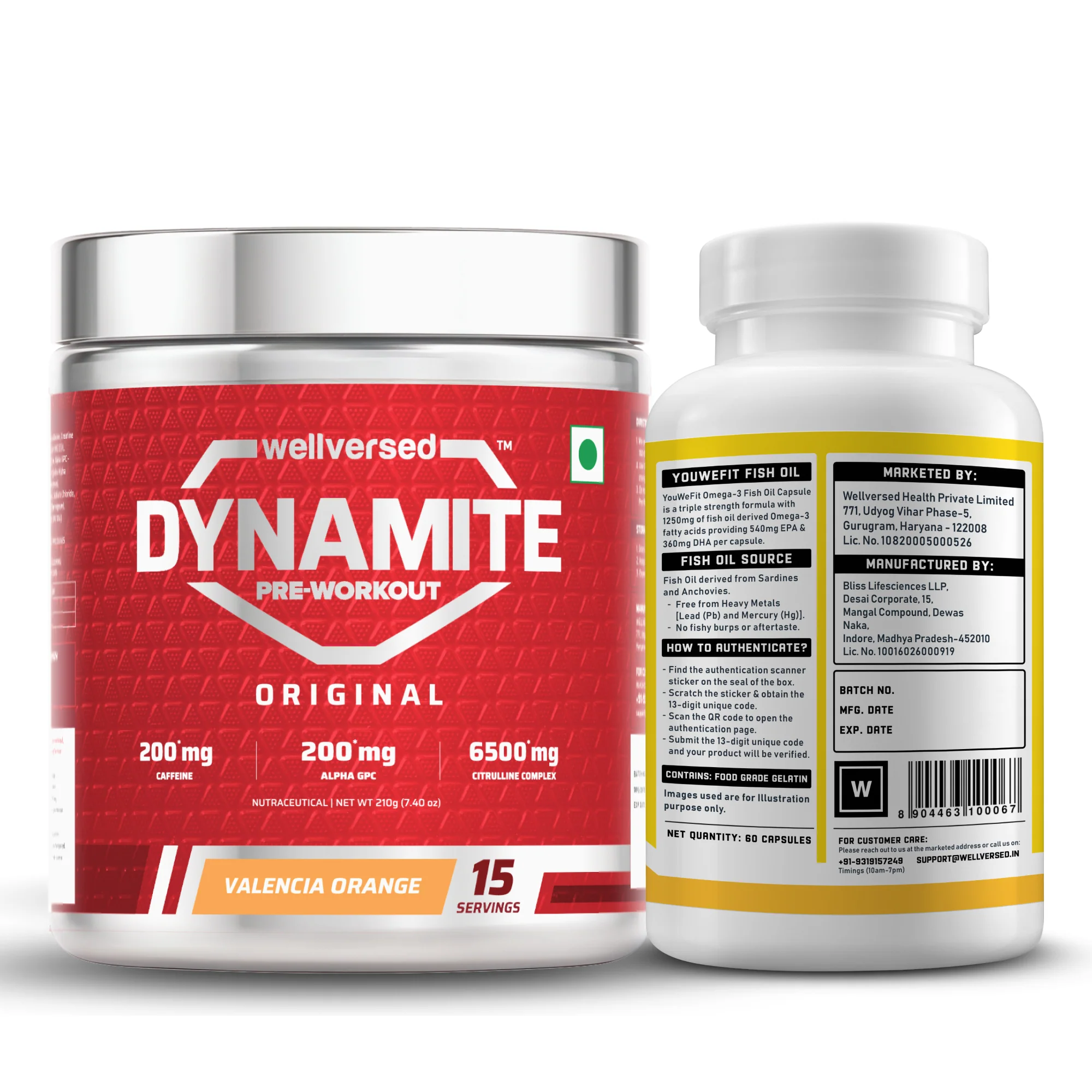 Dynamite Pre-workout (15 Servings, Valencia Orange) + YouWeFit Triple Strength Fish Oil (60 Capsules) - Image 3