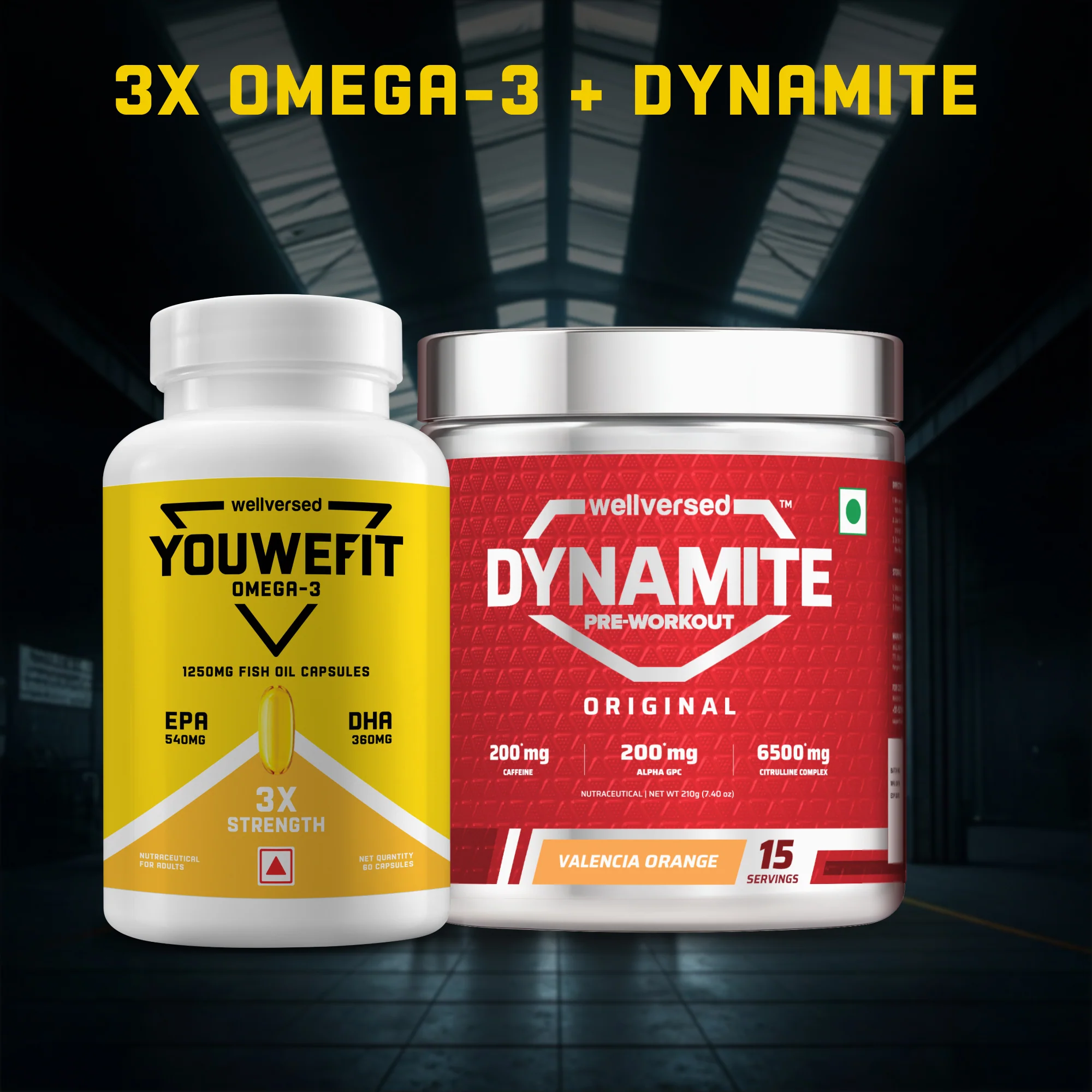 Dynamite Pre-workout (15 Servings, Valencia Orange) + YouWeFit Triple Strength Fish Oil (60 Capsules) - Image 6