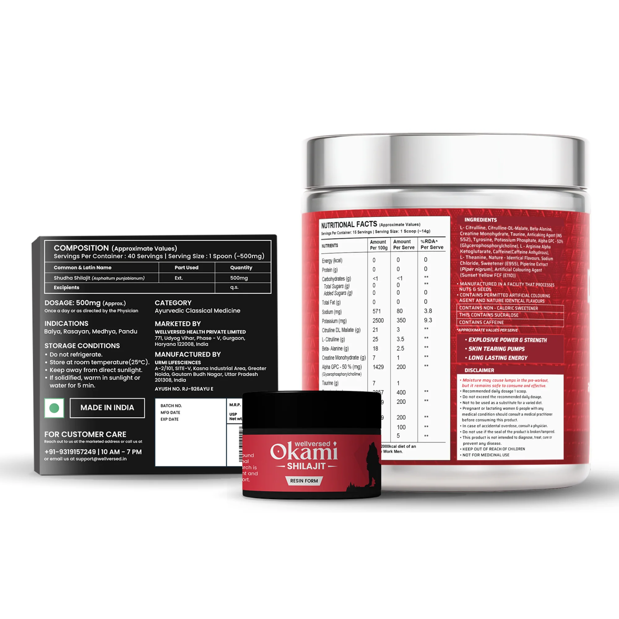 Dynamite Pre-Workout (210g, 15 Servings, Fruit Blast) + Okami Shilajit Resin (20g) - Image 3