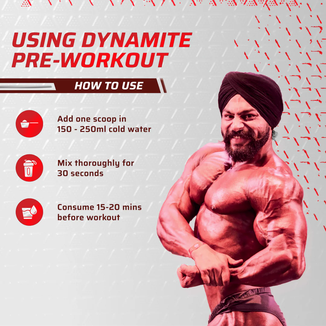 Dynamite Pre-Workout Caffeine Free (195g, 15 Servs) | Aam Panna - Image 4