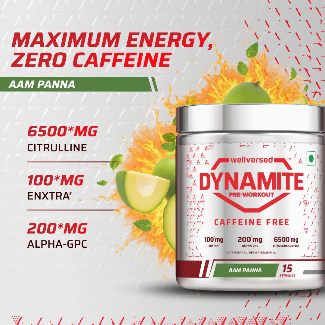 Dynamite Pre-Workout Caffeine Free (195g, 15 Servs) | Aam Panna - Image 5