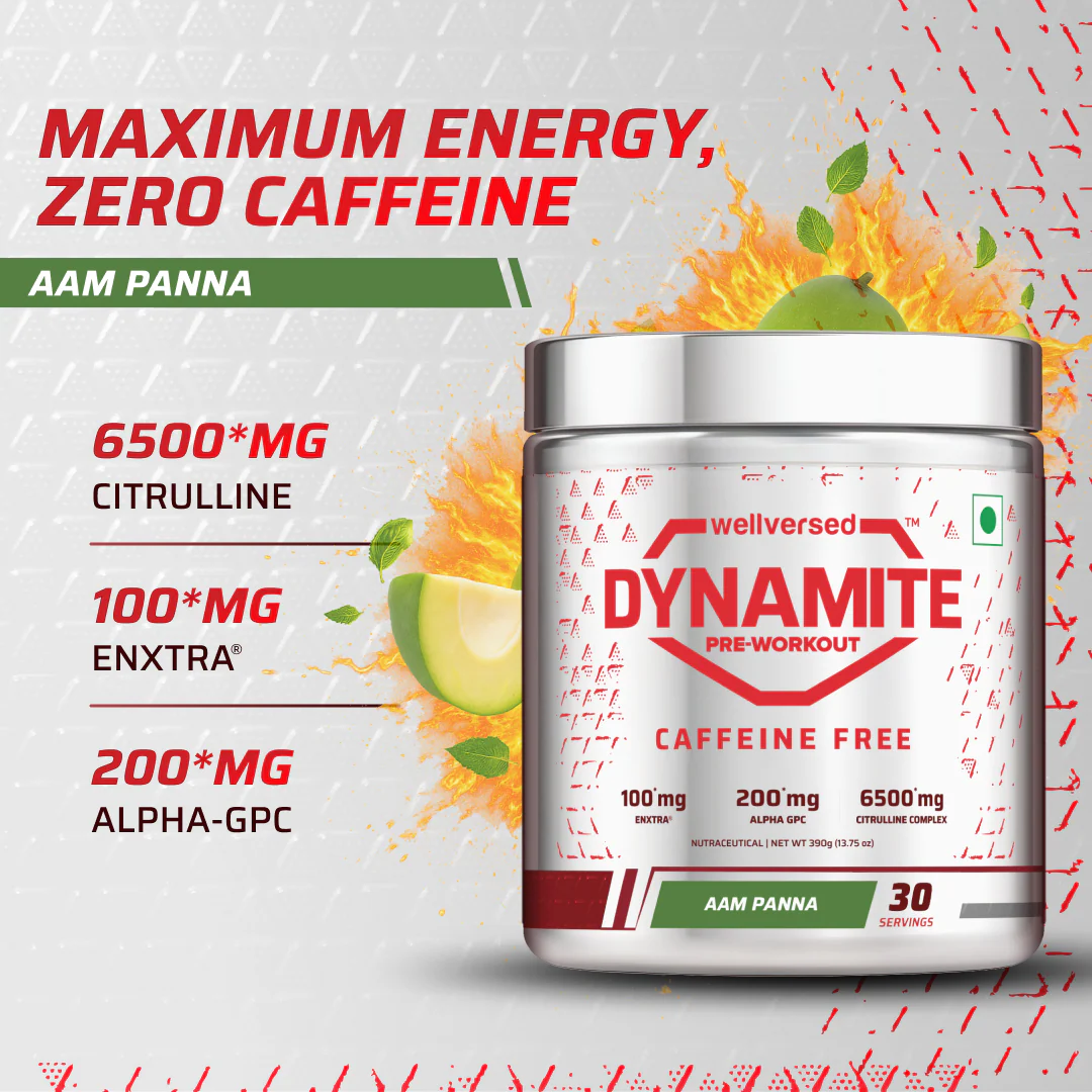 Dynamite Pre-Workout Caffeine Free (390g, 30 Servs) | Aam Panna - Image 5
