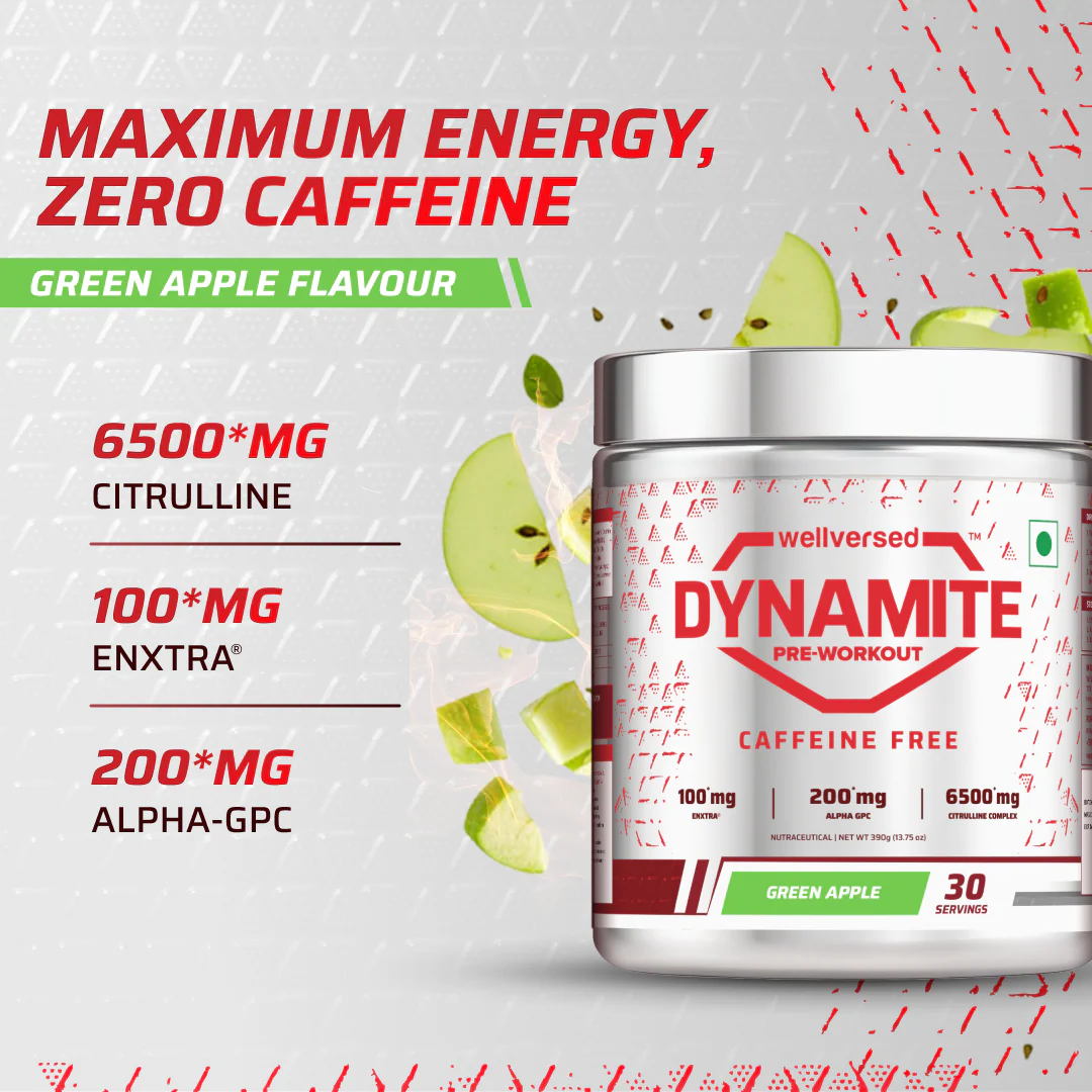Dynamite Pre-Workout Caffeine Free (390g, 30 Servs) | Green Apple - Image 5