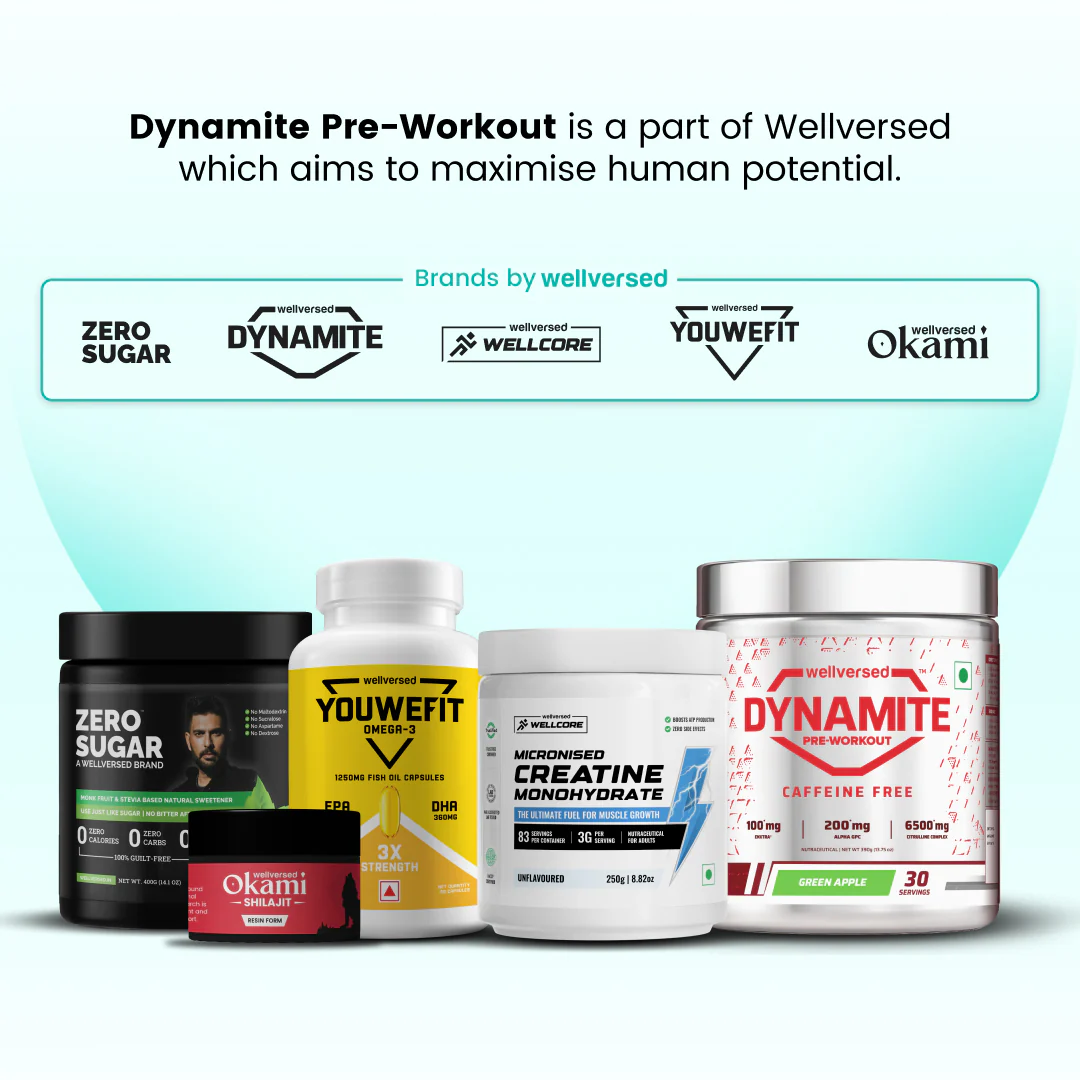 Dynamite Pre-Workout Caffeine Free (390g, 30 Servs) | Green Apple - Image 8