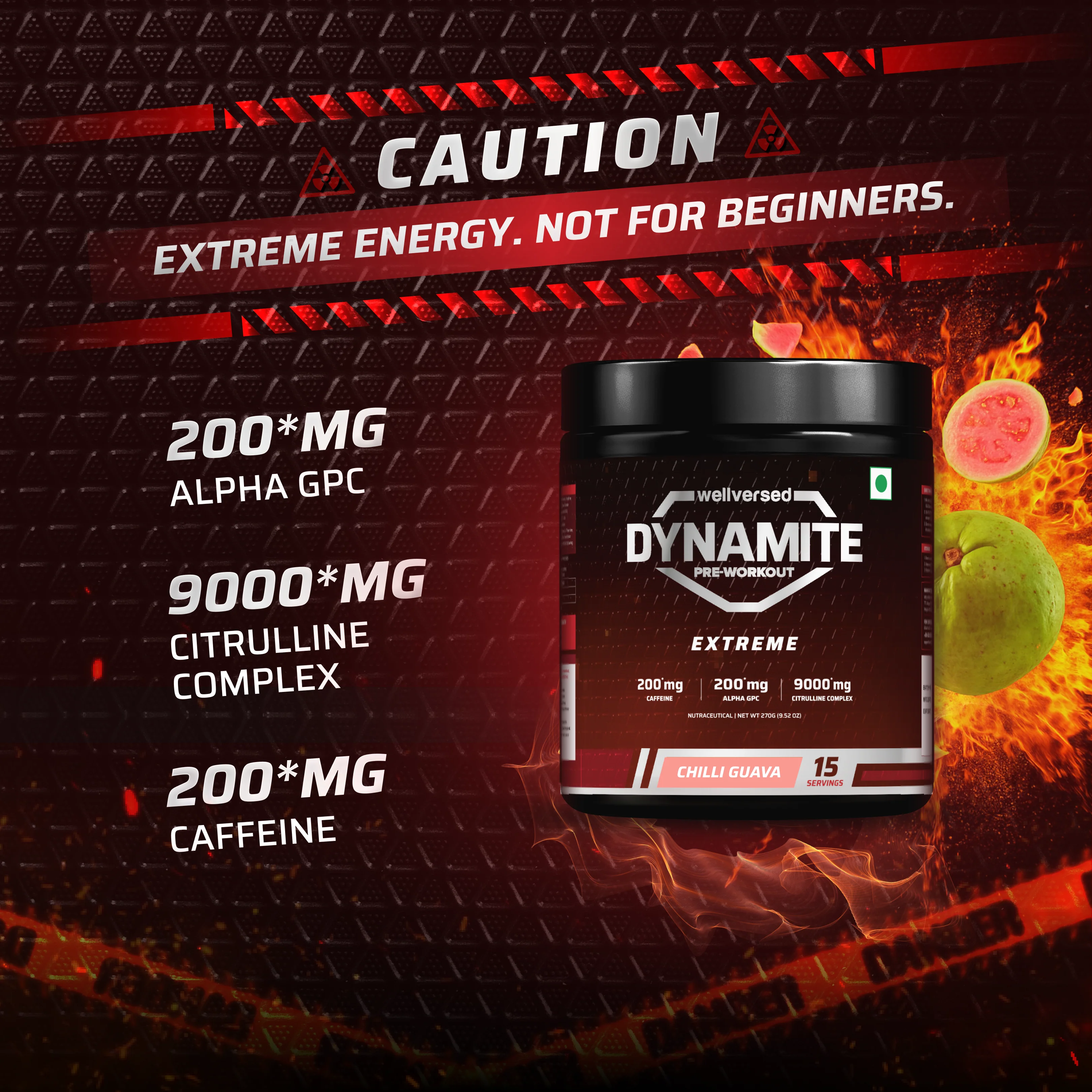 Dynamite Pre-Workout EXTREME (270g, 15 Servings) | Chilli Guava - Image 6