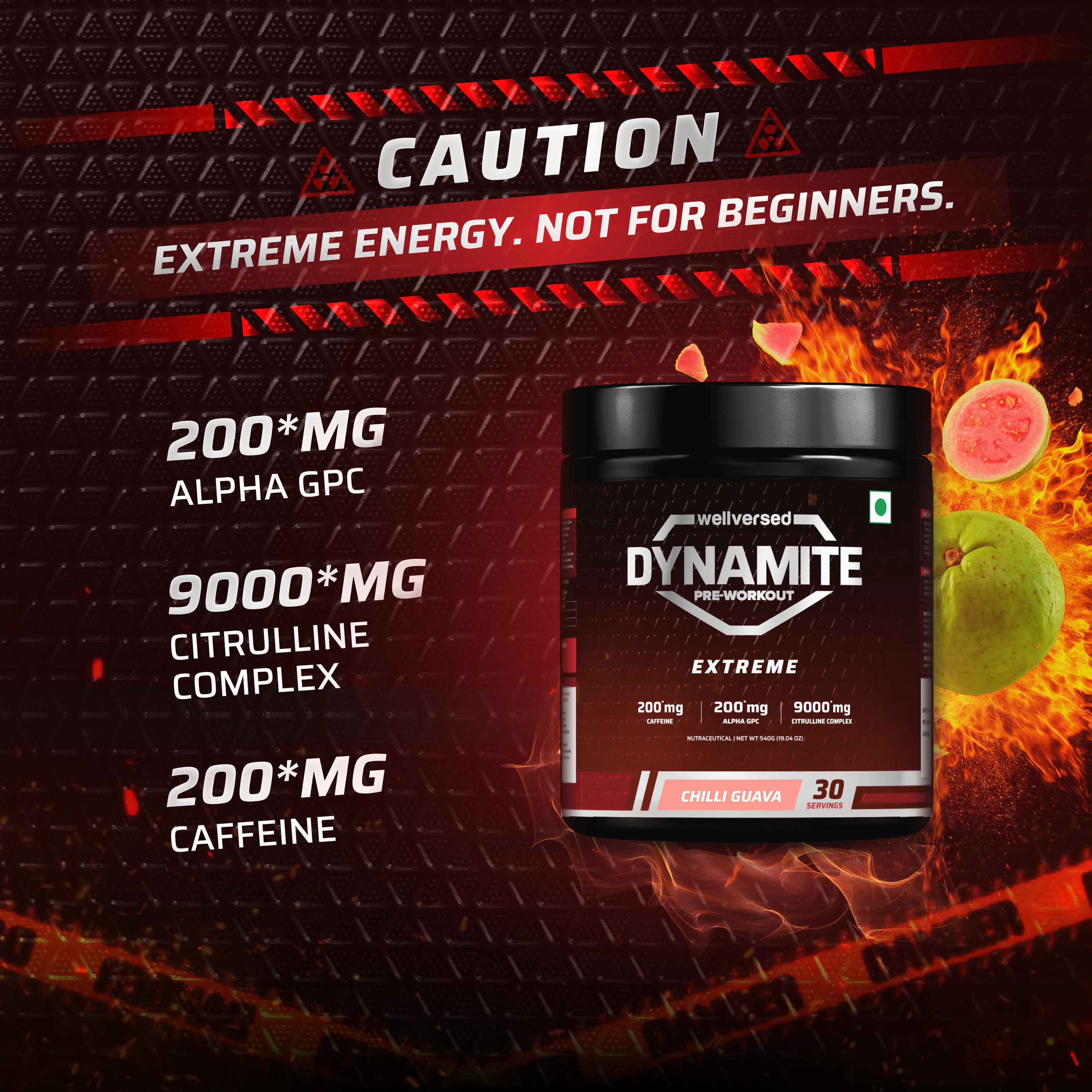 Dynamite Pre-Workout EXTREME (540g, 30 Servings) | Chilli Guava - Image 6