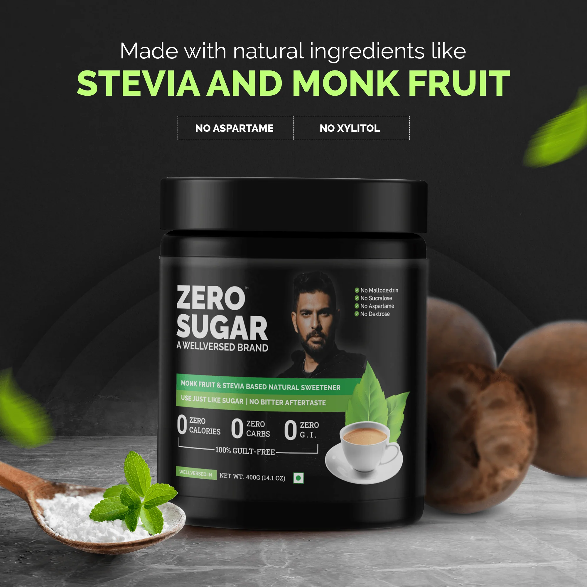 Zero Sugar - Stevia & Monkfruit Sweetener | Natural Sweetener - 400g - Image 3