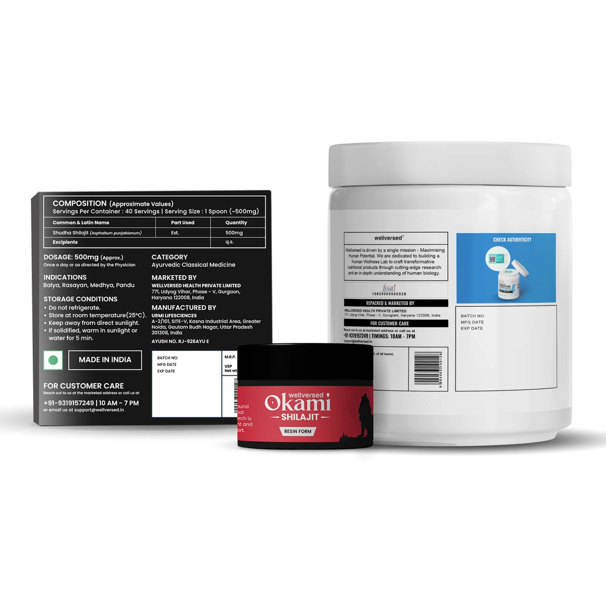 Wellcore Creatine (33 Servings, Unflavoured) + Okami Shilajit Resin (20g) - Image 3
