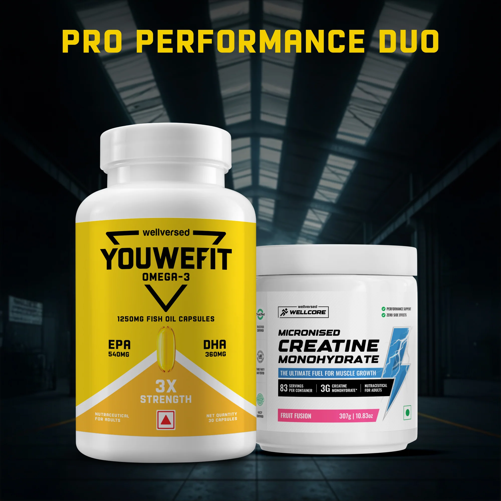 Wellcore Creatine Monohydrate (Fruit Fusion, 83 Servings) + YouWeFit Omega-3 Triple Strength Fish Oil (1250mg, 30 Capsules) - Image 6