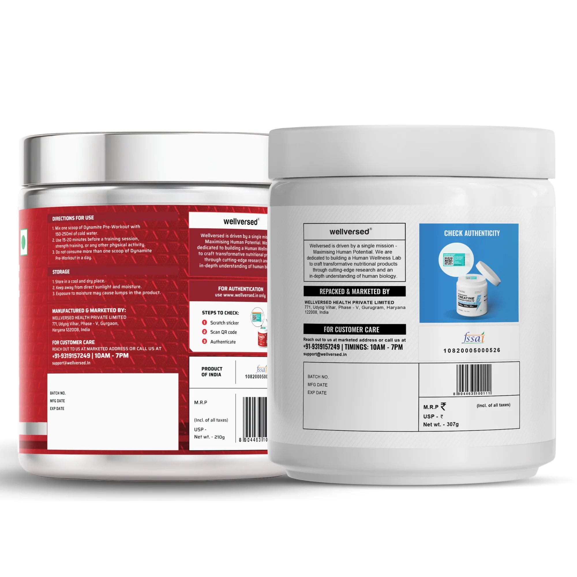 Wellcore Creatine Monohydrate Powder (307g, 83 Servings, Fruit Fusion) + Dynamite Pre-Workout Powder (210g,15 Servings, Valencia Orange) - Image 3