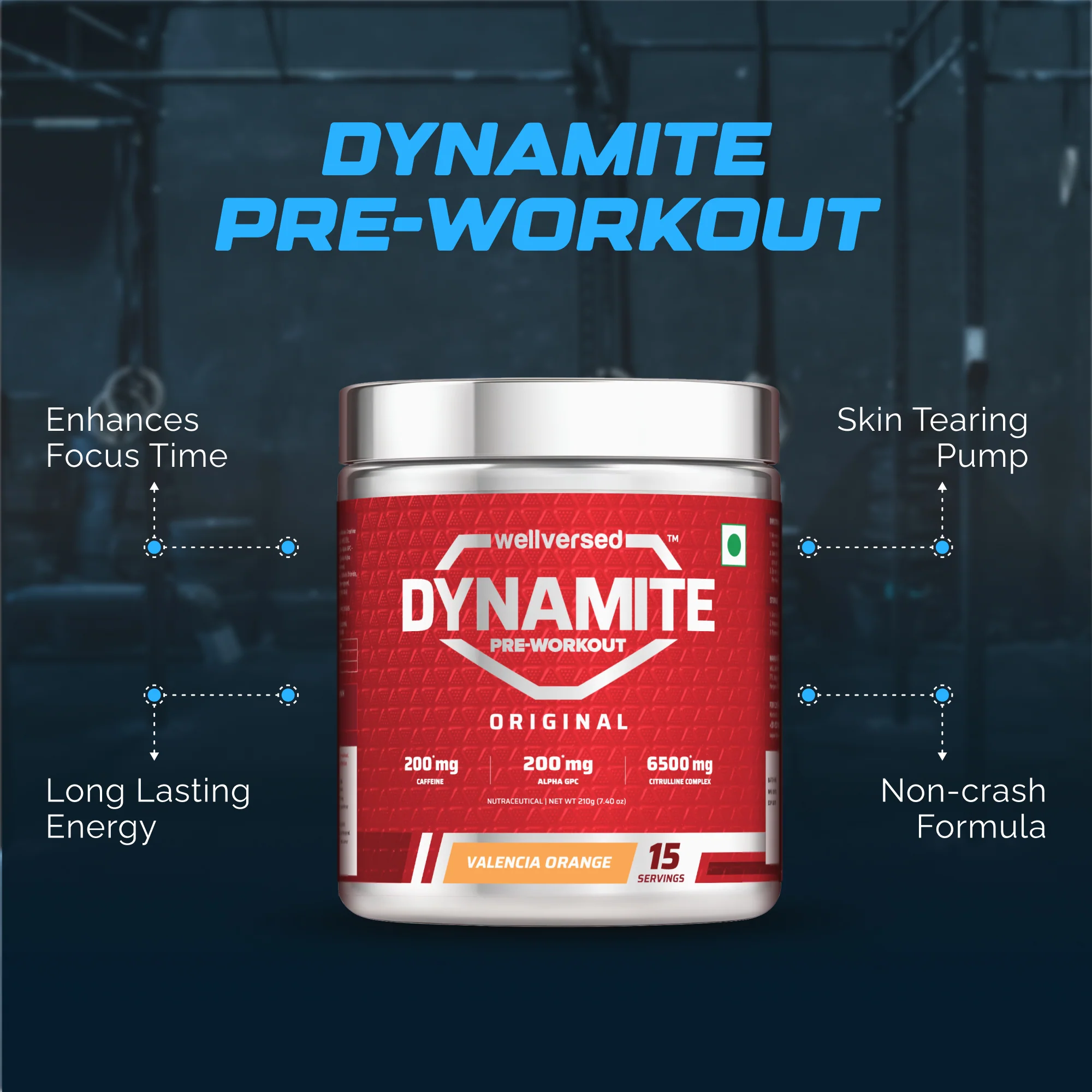 Wellcore Creatine Monohydrate Powder (307g, 83 Servings, Fruit Fusion) + Dynamite Pre-Workout Powder (210g,15 Servings, Valencia Orange) - Image 4