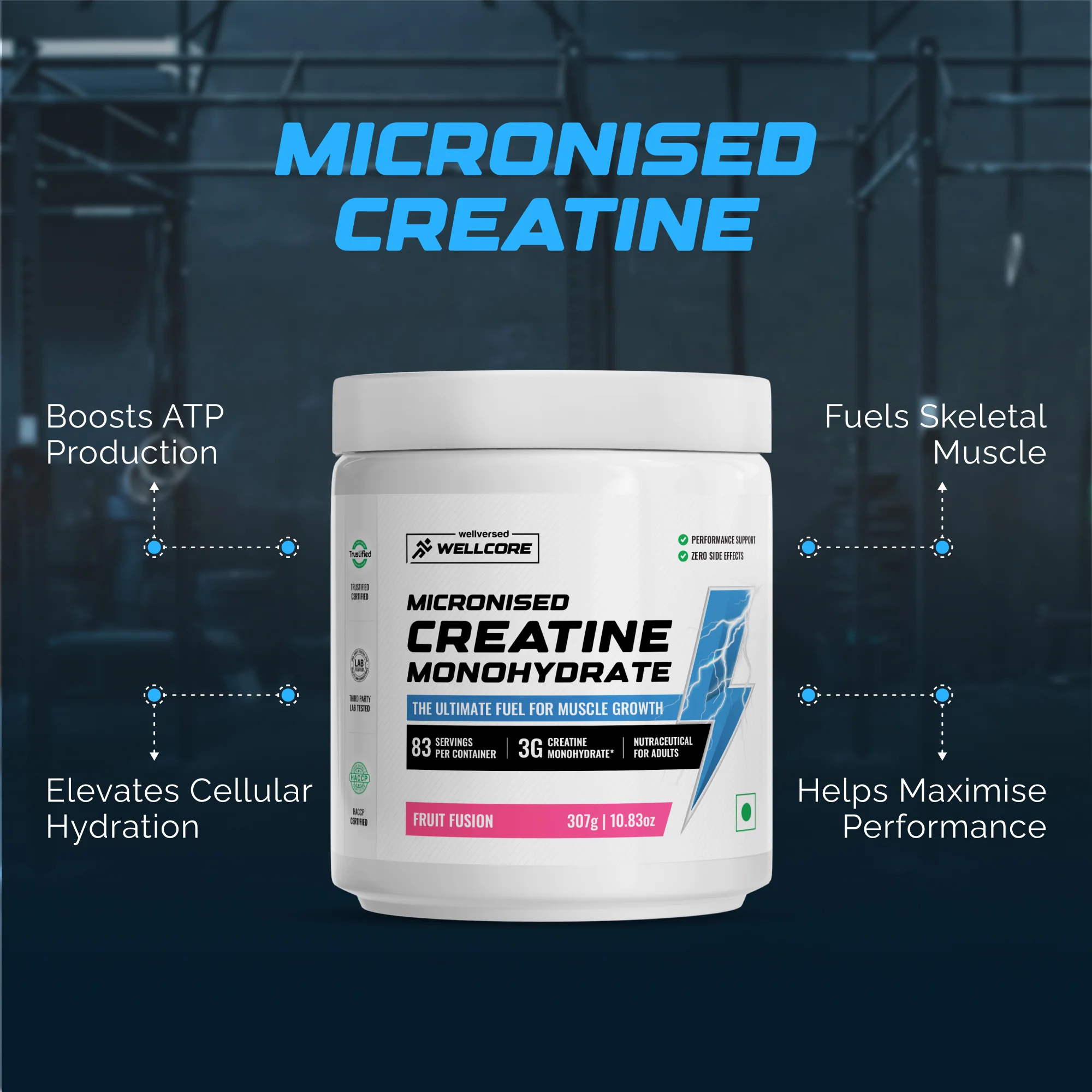 Wellcore Creatine Monohydrate Powder (307g, 83 Servings, Fruit Fusion) + Dynamite Pre-Workout Powder (210g,15 Servings, Valencia Orange) - Image 5