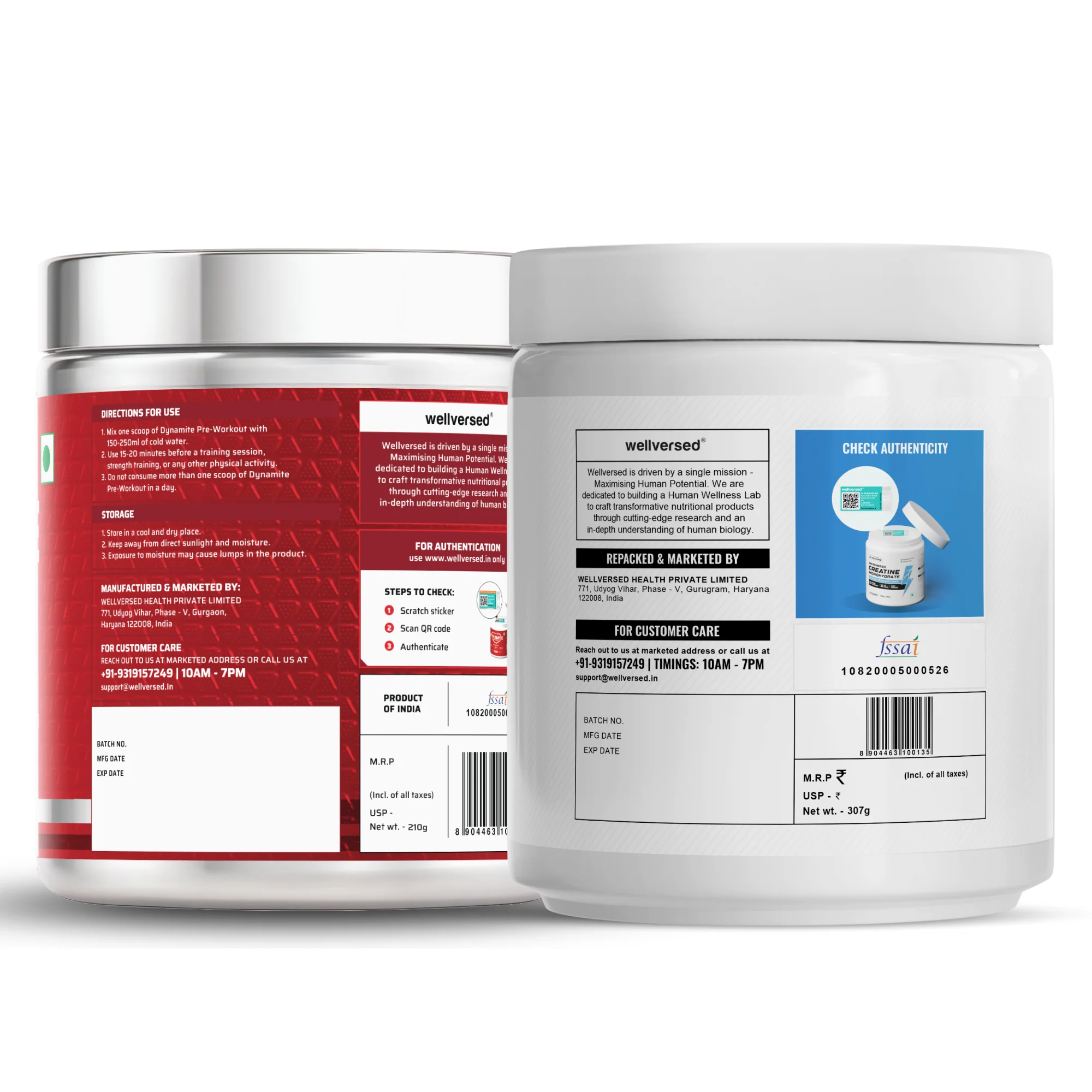 Wellcore Creatine Monohydrate Powder (307g, 83 Servings, Tropical Tango) + Dynamite Pre-Workout Powder (210g,15 Servings, Fruit Blast) - Image 3