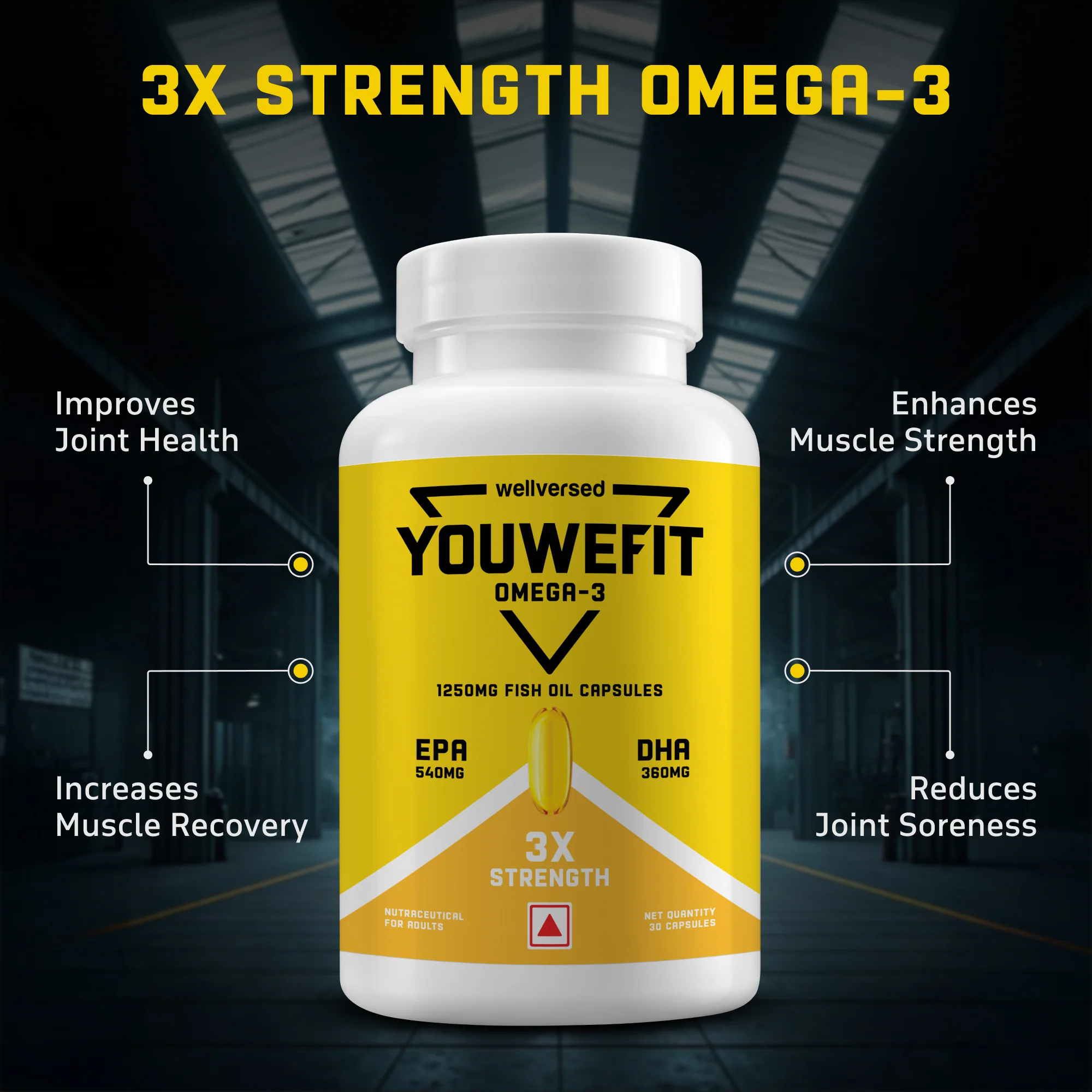 Wellcore Creatine Monohydrate (Tropical Tango, 83 Servings) + YouWeFit Omega-3 Triple Strength Fish Oil (1250mg, 30 Capsules) - Image 5