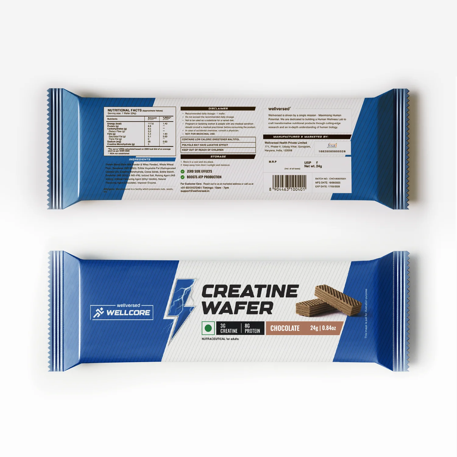 Wellcore - Creatine Wafer Bar | Chocolate Flavour (Pack of 10) - Image 6