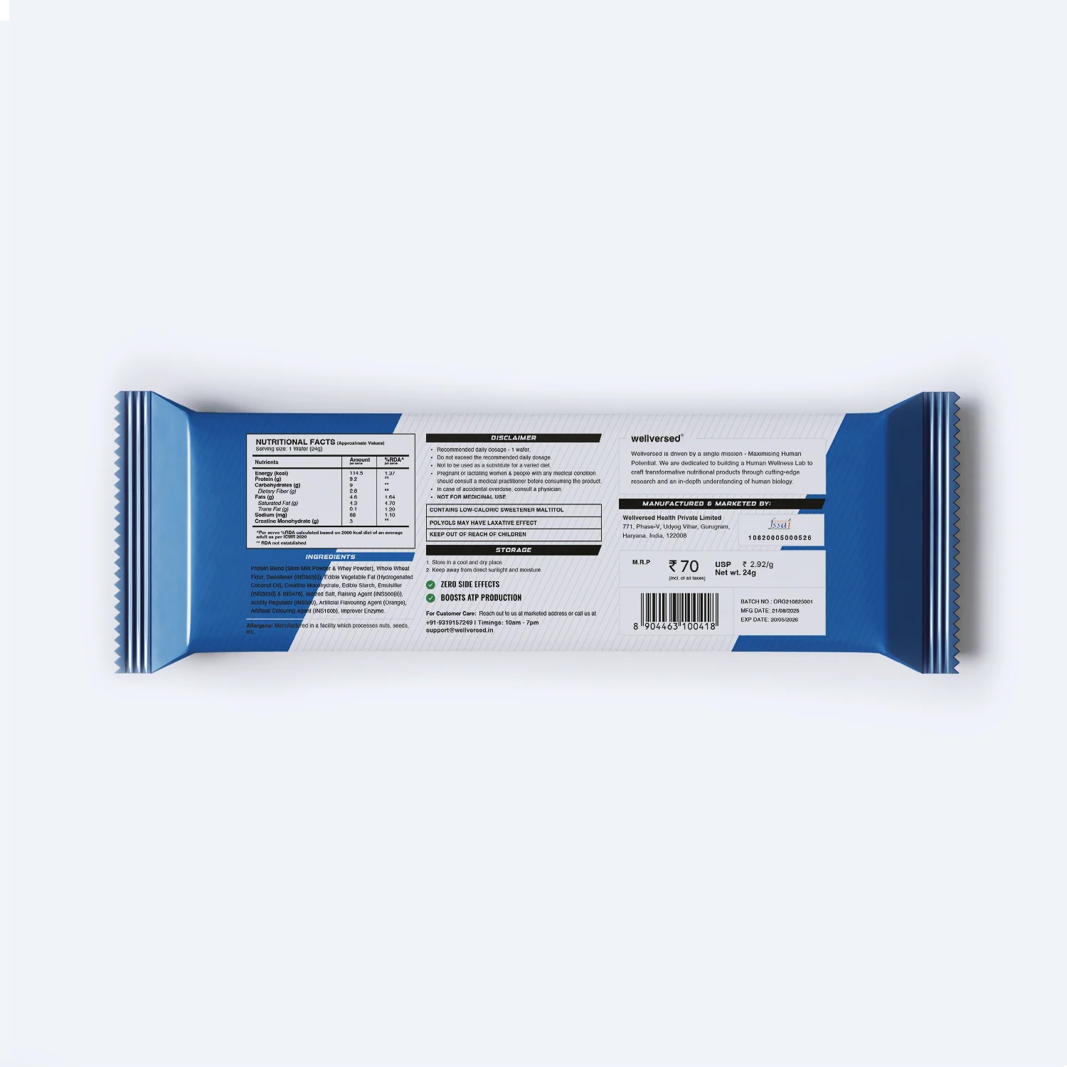 Wellcore - Creatine Wafer Bar | Orange Flavour (Pack of 10) - Image 5