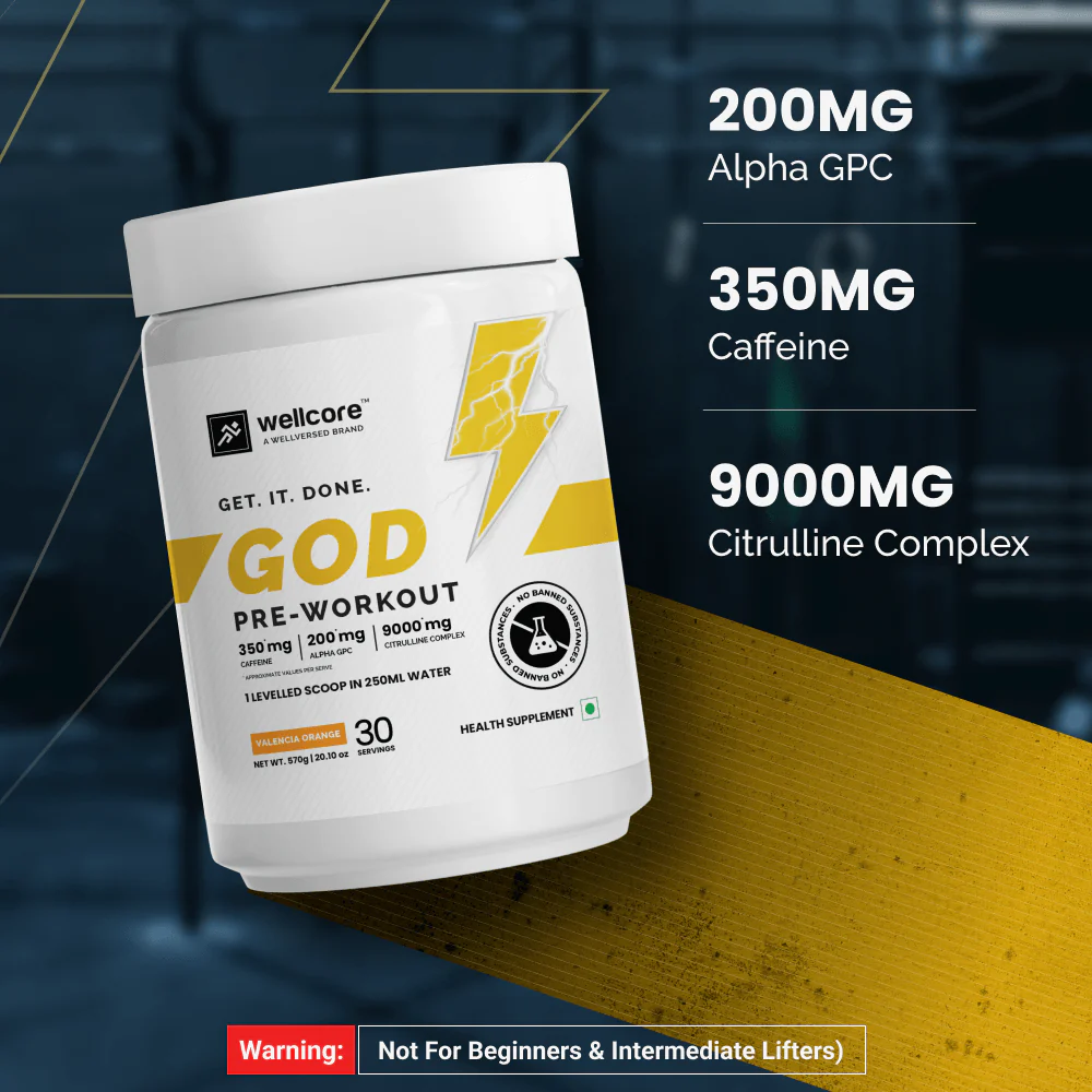Wellcore - God Mode Pre Workout Supplement | Valencia Orange - (570g, 30 Servings) - Image 3