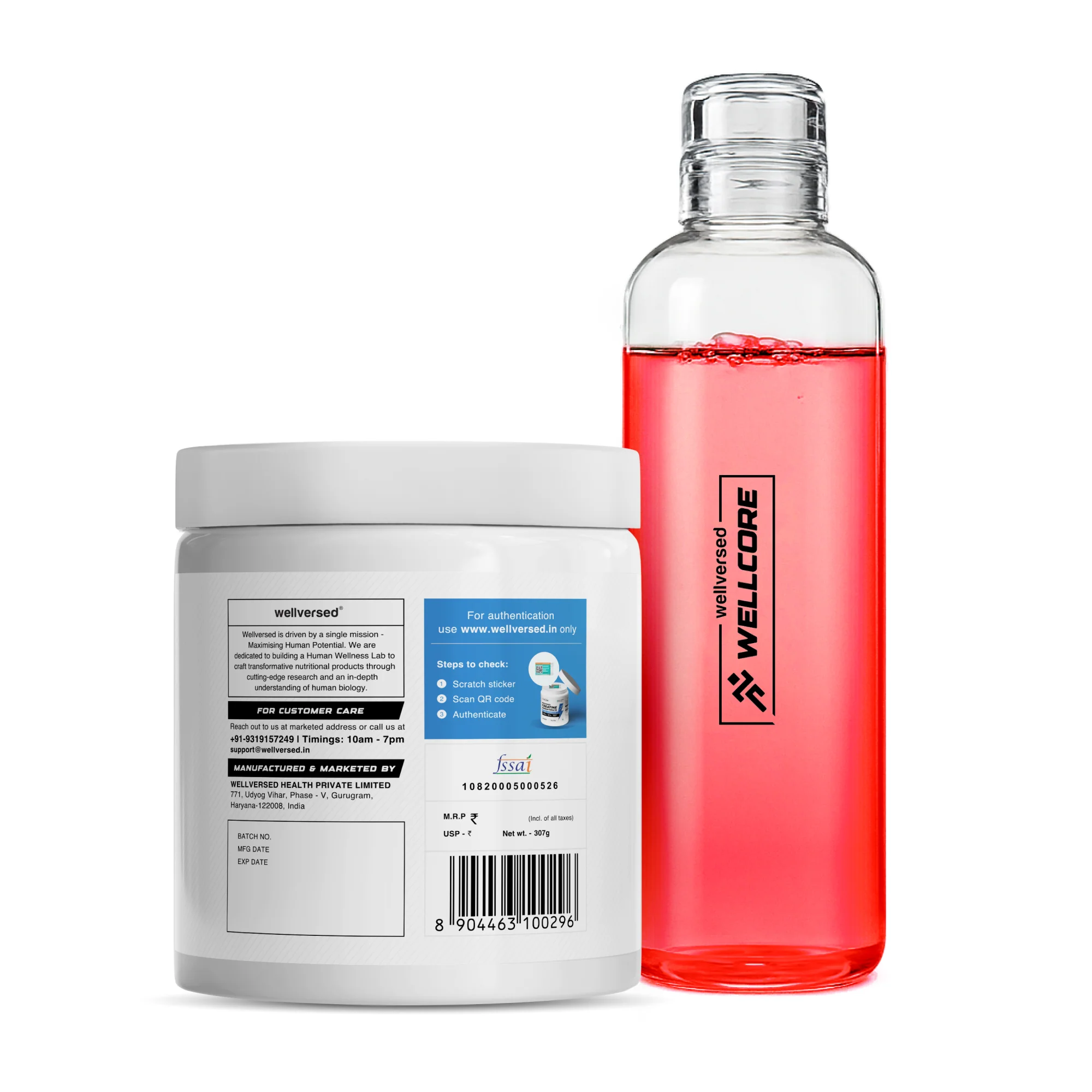 Wellcore - Micronised Creatine Monohydrate (83 Servings, Watermelon Wave ) + Premium Glass Bottle - Image 3