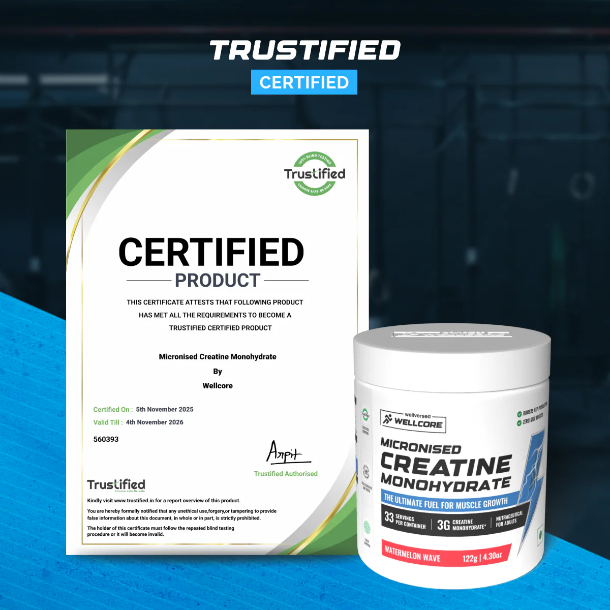 Wellcore - Pure Micronised Creatine Monohydrate | Watermelon Wave (122g, 33 servings) - Image 4