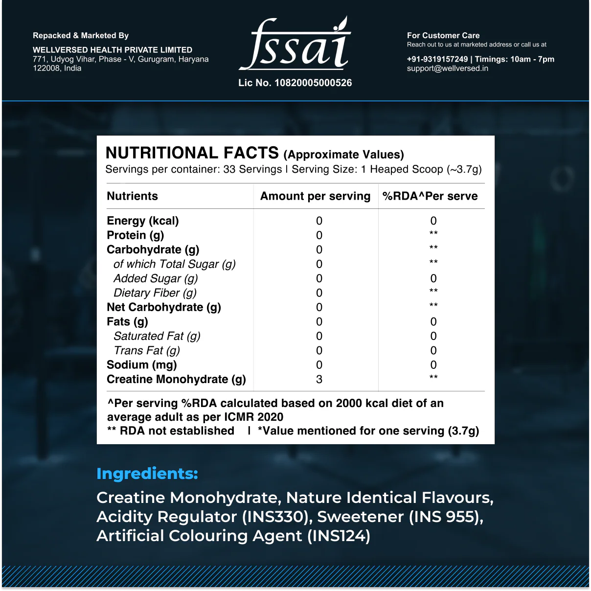 Wellcore - Pure Micronised Creatine Monohydrate | Watermelon Wave (122g, 33 servings) - Image 5